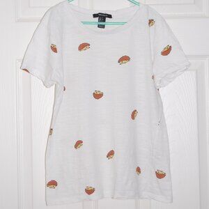 Forever 21 Hedgehog Tee, 34" Bust , Size S 100% Cotton, White